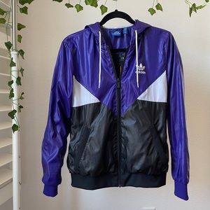 PURPLE ADIDAS ATHLETIC/TRACK JACKET